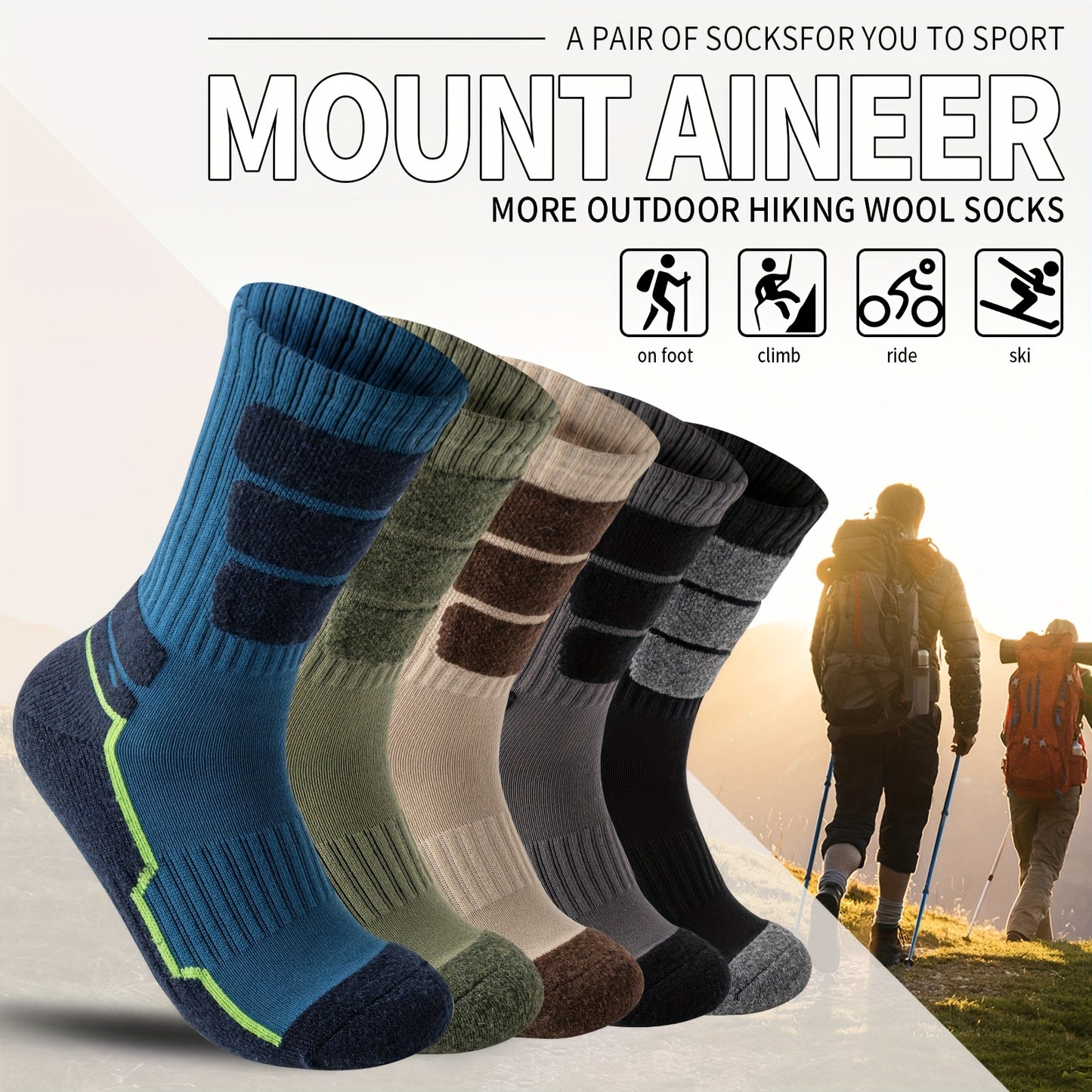 ORVYTHA Wool Hiking Socks 5 Pairs for Men Women Compression