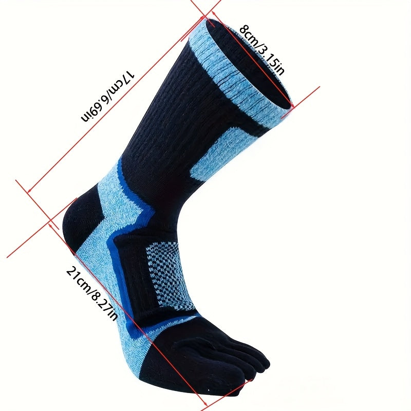 Men's Five Toe Running Socks Geometric Pattern Breathable Cotton MoistureWicking
