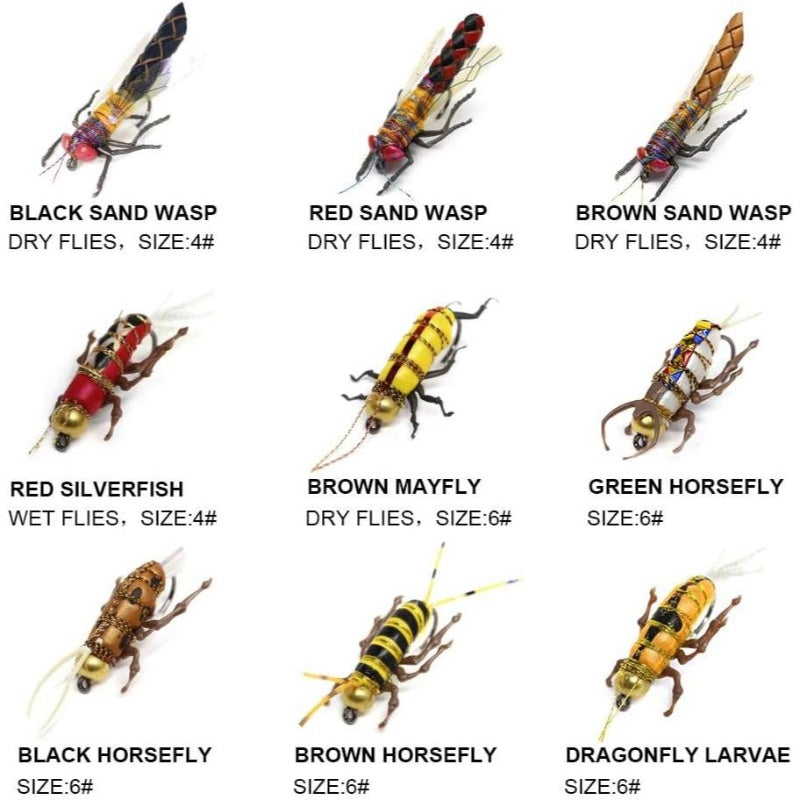 All-Skill Level Trout Fly Fishing Lures Assortment with Fly Box - Dry/Wet/Nymph Flies Suitable for Freshwater/Saltwater, 12/16/18/22/36 Hatches, Trout Fly Patterns for River, Lake, Ocean Fishing