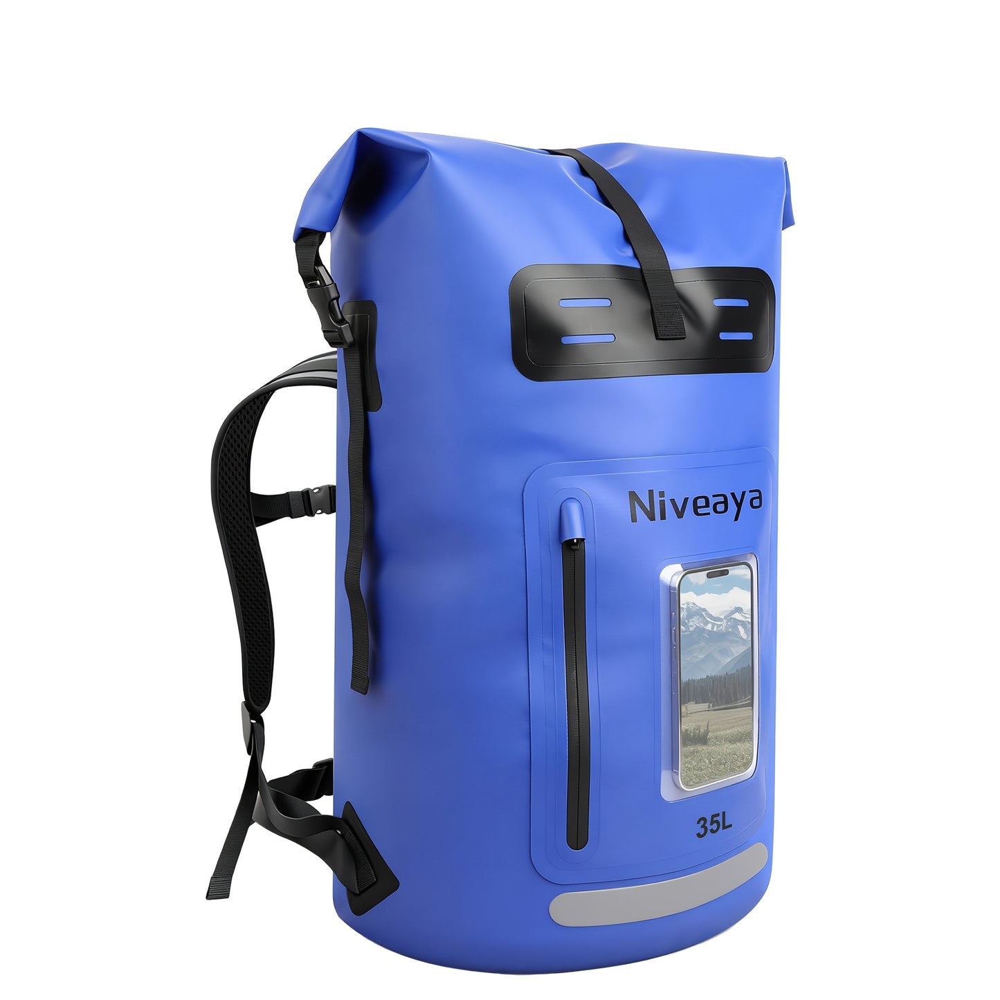 NIVEAYA Heavy Duty Hiking Backpack Roll Top Closure Bag