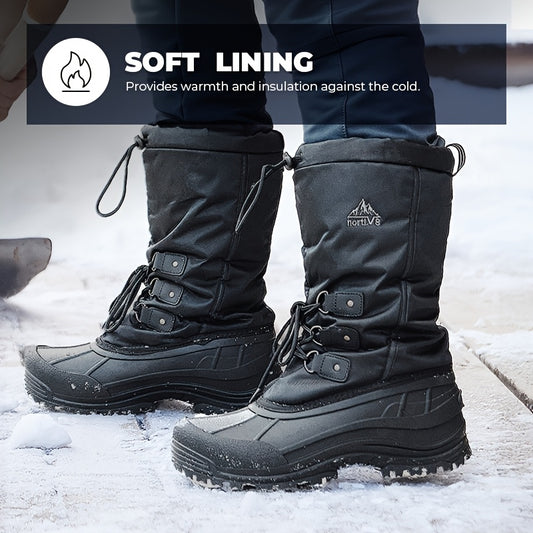NORTIV8 Men's Winter Snow Boots Insulated Liner Lace-Up TPR Sole