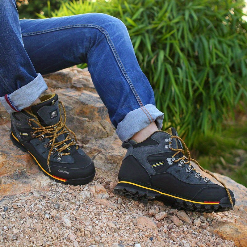 DWZRG Men's High-Ankle Hiking Boots All-Terrain Non-Slip Traction