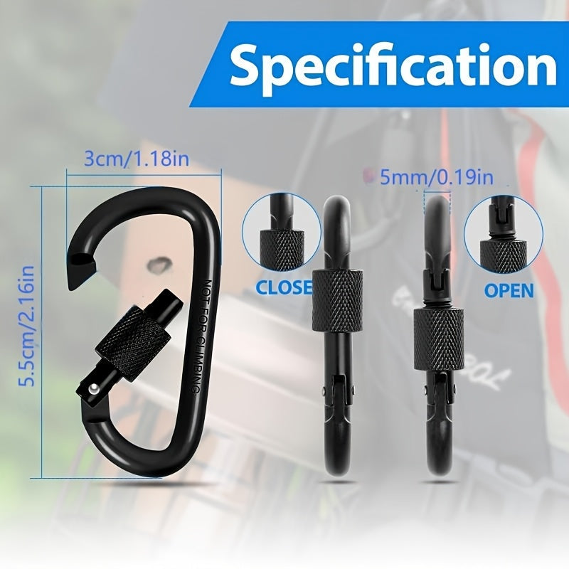 Aluminum D-Shaped Carabiner Hook Set With Locking Bags