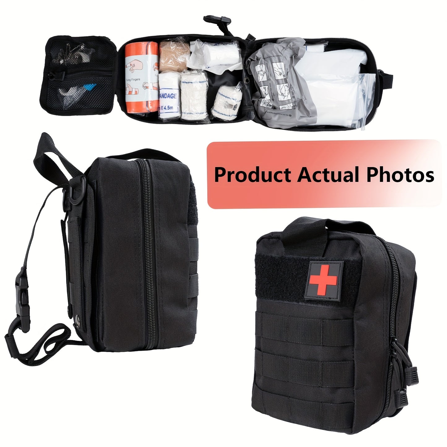 379pcs Of Multi-functional First Aid Kits Essential Safety Supplies for Home Outdoor Hiking And Exploration Portable First Aid Kits Equipped with Scissors Tweezers Etc Perfect Gifts for Family Members Husbands Or Friends Meet