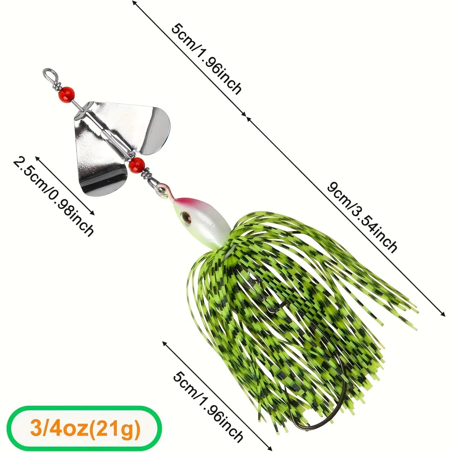 6 Piece Heavy Duty Metal Spinner Bait Lure Set With worm Hooks