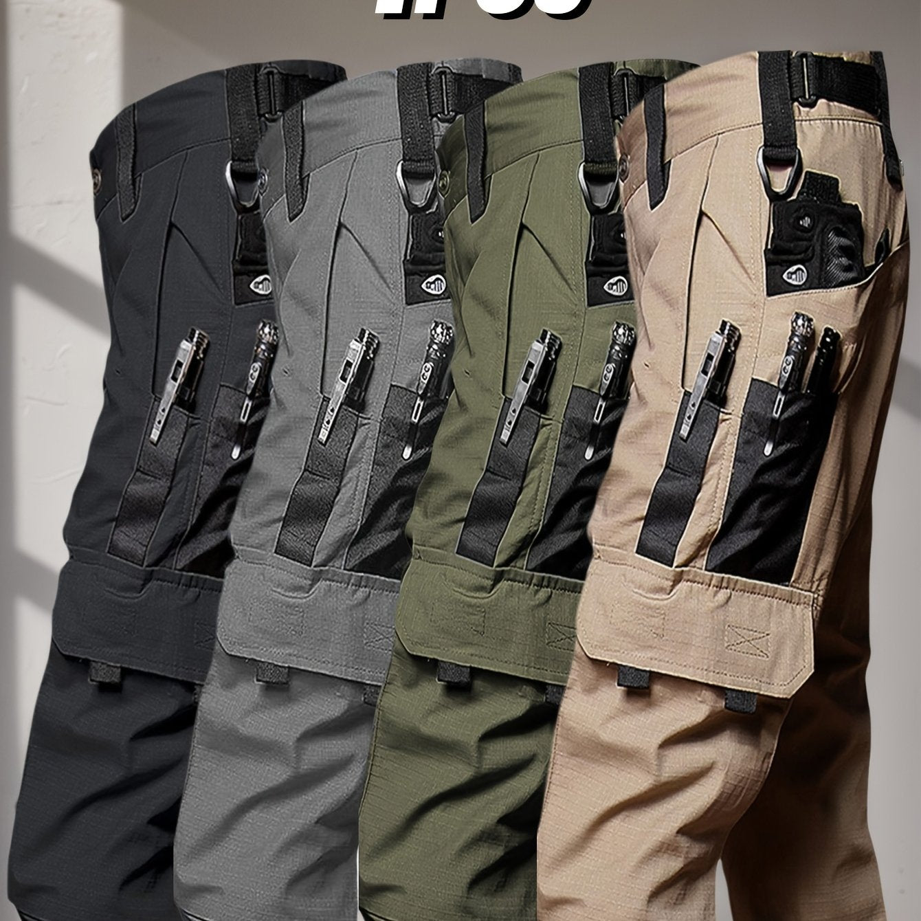 4 Pack Tactical Pants for Men Stretch, Ripstop Work Pants for Men, Lightweight Hiking Cargo Pants, Outdoor Apparel, Gift for Summer