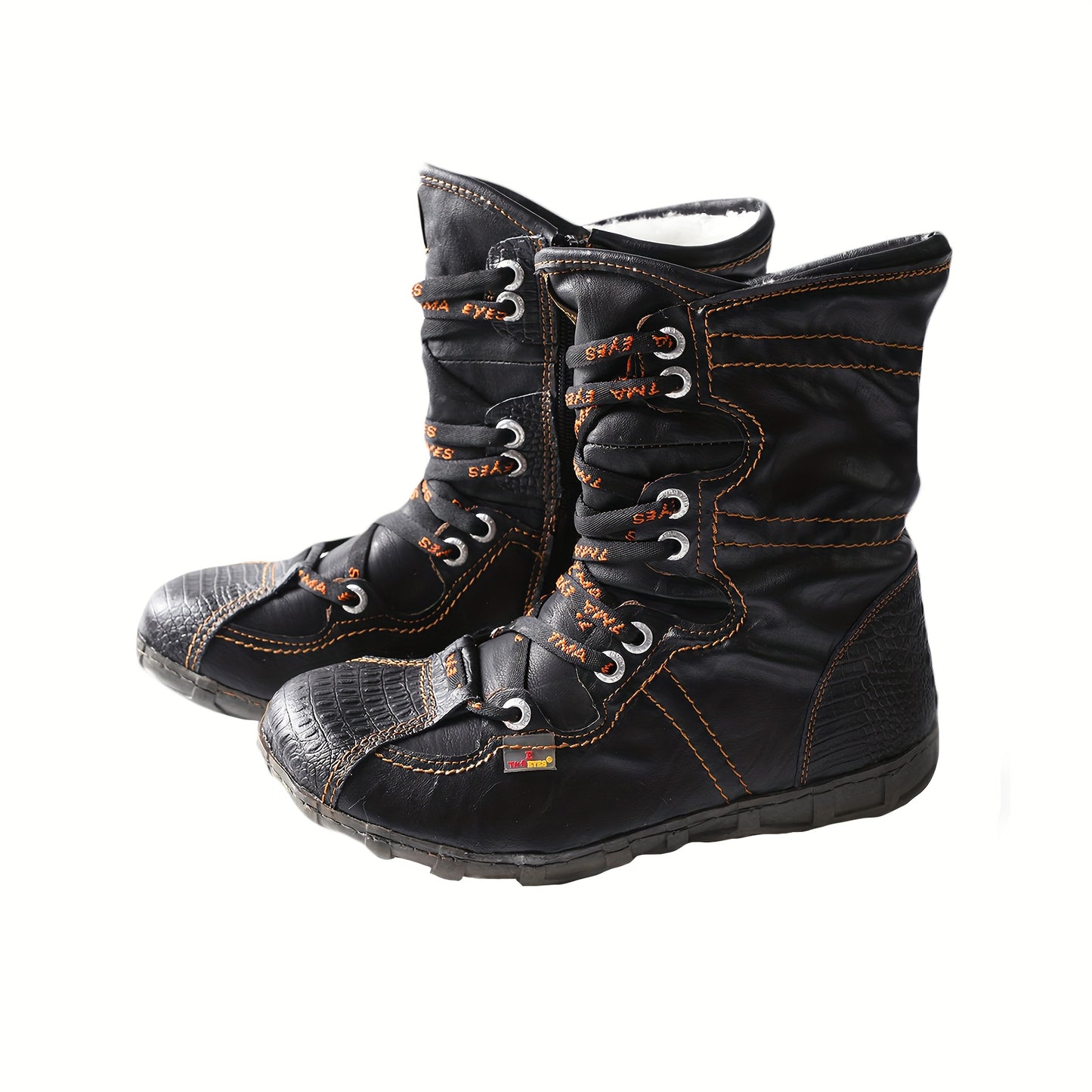 TMA EYES Lined Mid-Calf Snow Boots With Anti-Slip TPR Sole