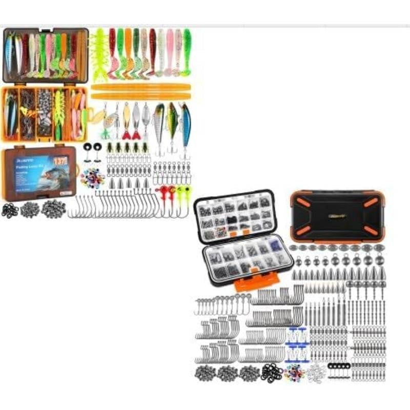 137pcs Fishing Lures and 397pcs Fishing Accessories Kit | Hooks, Weights, Other Accessories, Bait Lure Gear Kit for Men, Bass, Freshwater and Saltwater Compatible