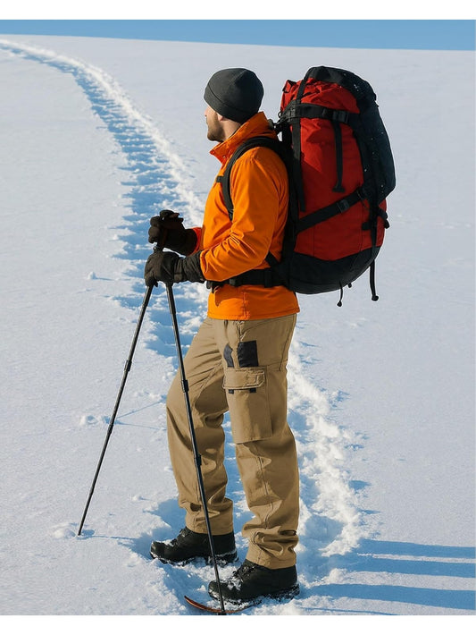 [Windproof | Fleece-Lined] Men's Windproof Fleece-Lined Ski Pants | All-Season Winter Snow Pants with Elastic Waist & Cargo Pockets, Softshell Tactical Hiking, Camping, Fishing Gear (Machine Washable)
