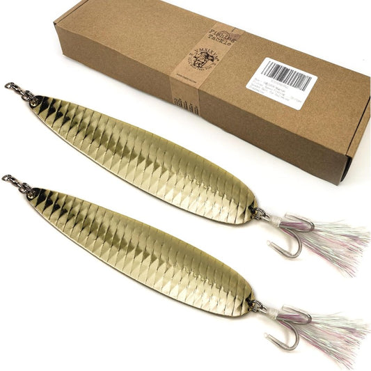 Magnum Flutter Spoon Jigging Lures 7. 5 Inch Large Hard Metal Trolling Casting Striper Sinking Fishing Spoon Baits for Striped Bass Salmon Walleye Saltwater Freshwater Deep Sea Fishing, Spoon Lures Fishing, Blue And Silvery F