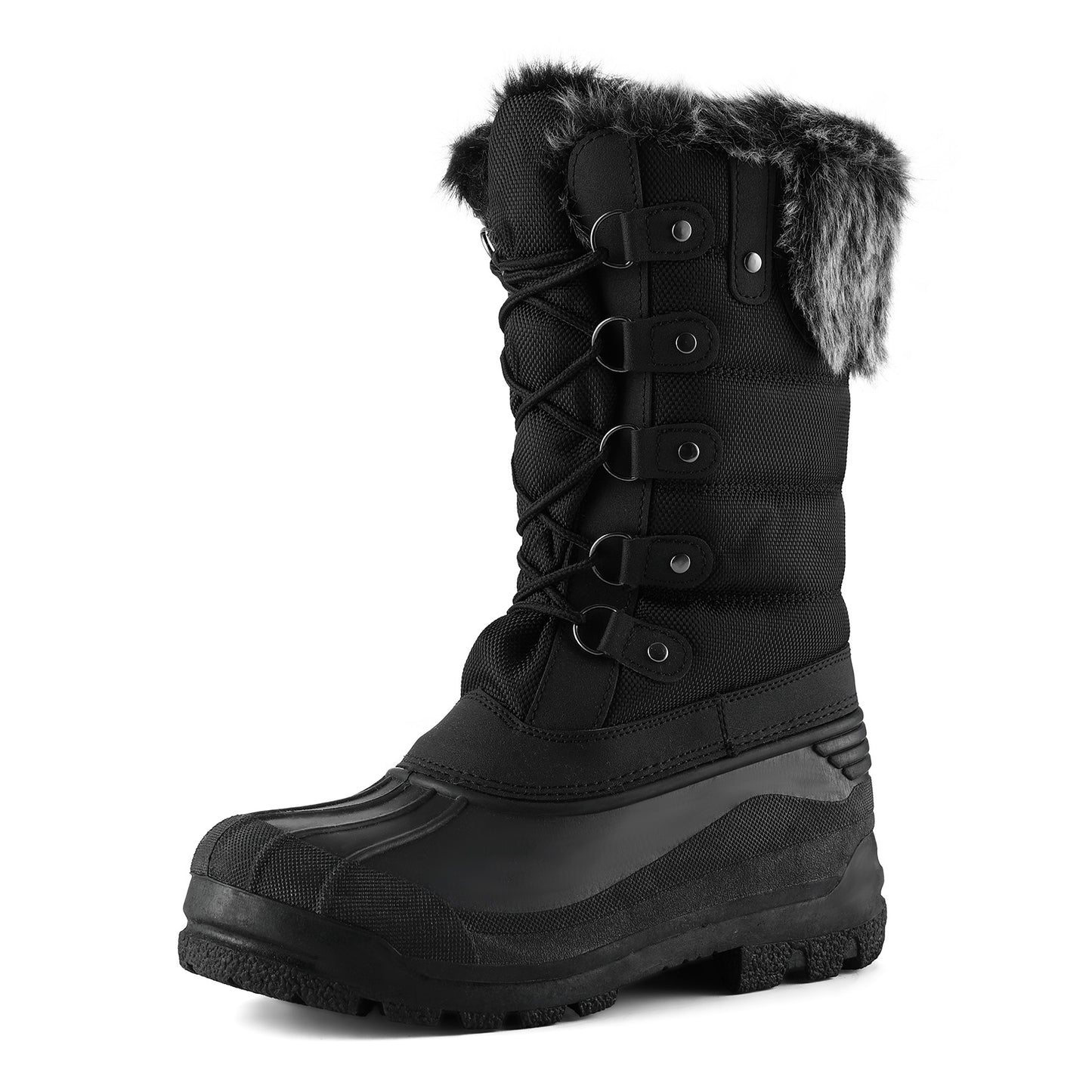 Insulated Women's Snow Boots Faux Fur Warm Mid-Calf Rubber Sole