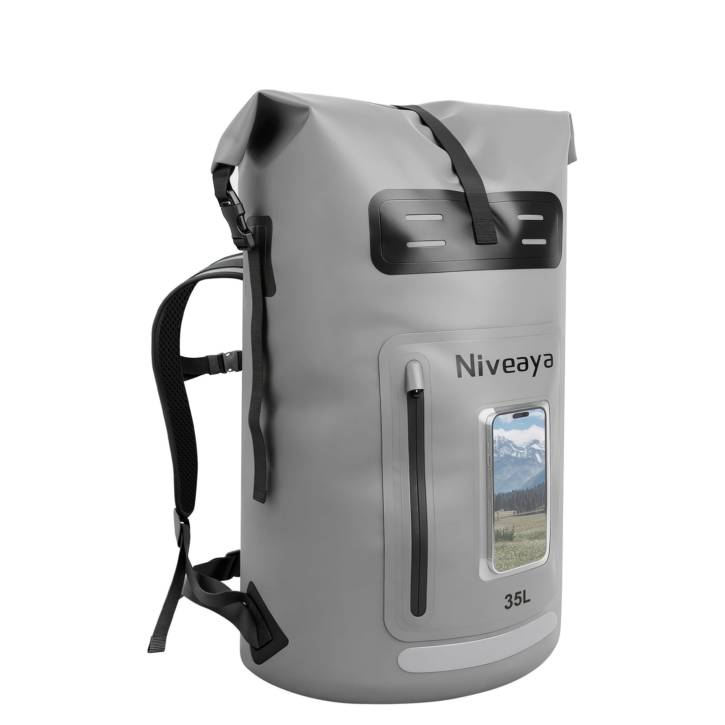 NIVEAYA Heavy Duty Hiking Backpack Roll Top Closure Bag