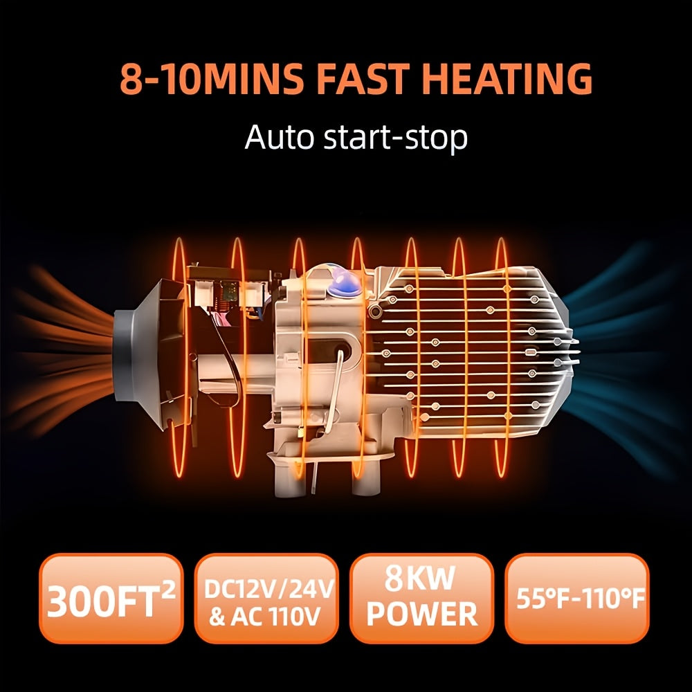 Diesel Heater 8KW 12V 24V Portable With TFT Switch And Remote