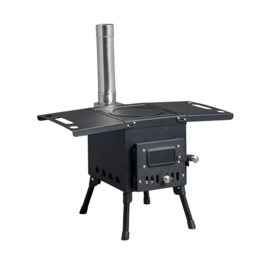 Outdoor Wood Stove Portable Charcoal Grill With Folding Chimney
