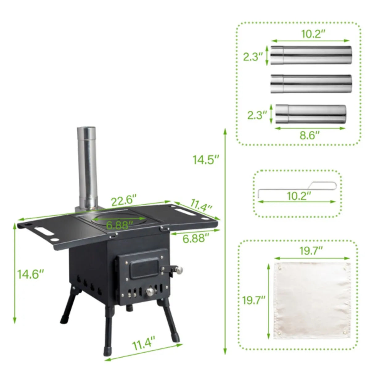 Outdoor Wood Stove Portable Charcoal Grill With Folding Chimney