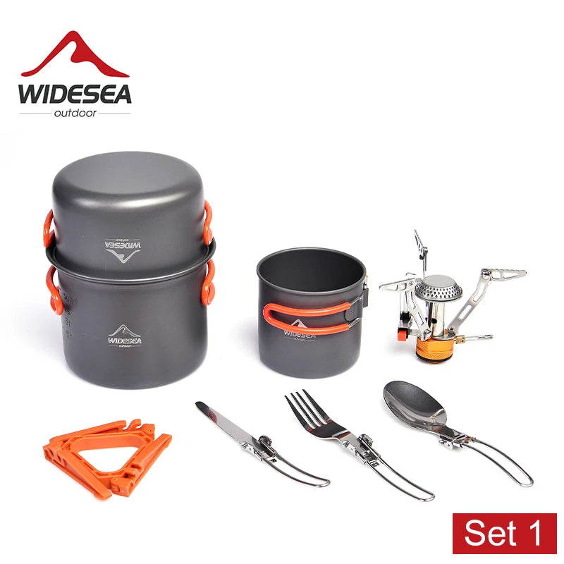 Widesea Camping Cookware Set Portable Stove Pot and Tableware