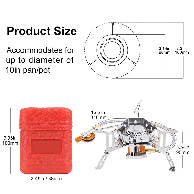 Widesea Windproof Gas Burner Stove for Camping Outdoor Cooking
