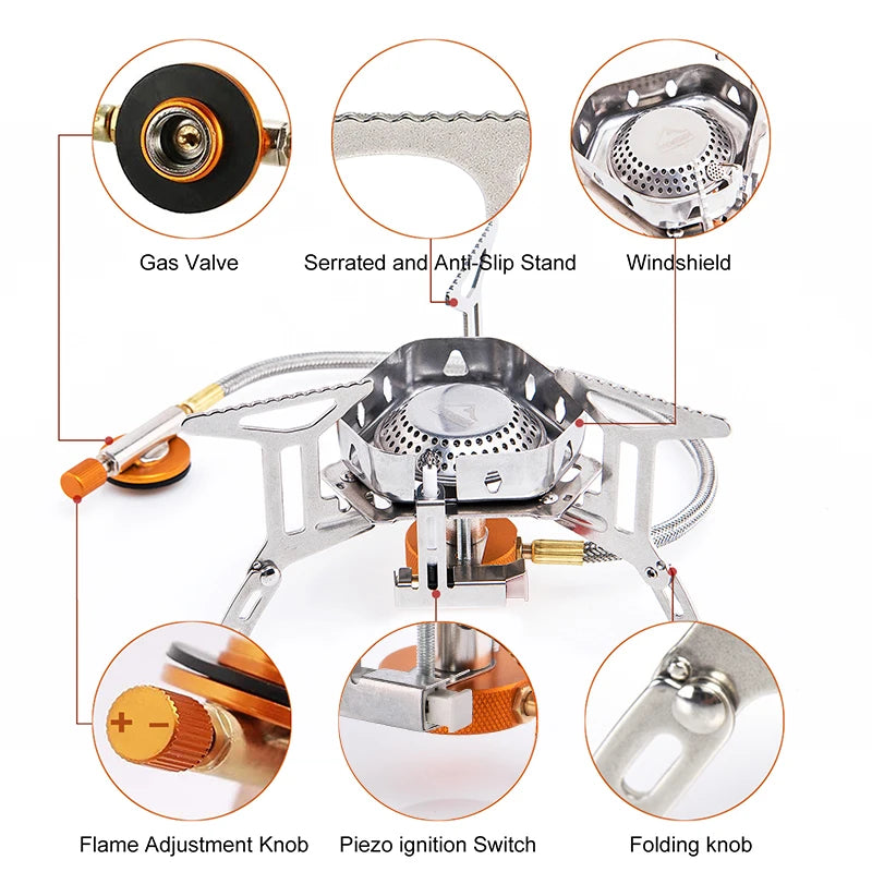 Widesea Windproof Gas Burner Stove for Camping Outdoor Cooking