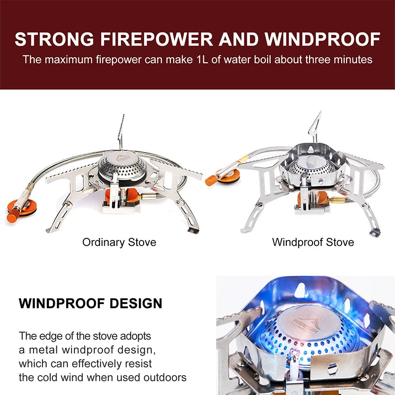 Widesea Windproof Gas Burner Stove for Camping Outdoor Cooking