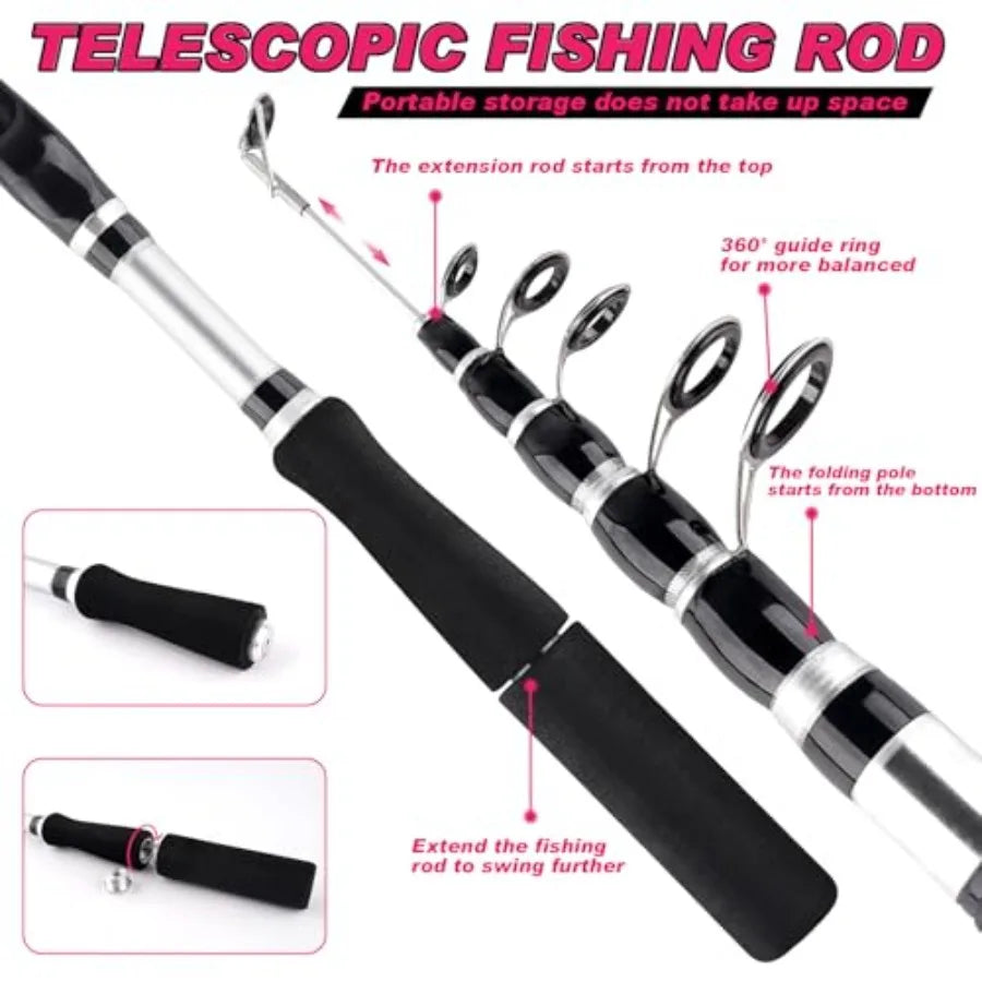 Telescopic Fishing Rods And Reels Combo Set With Storage Bag