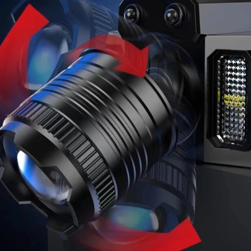 Telescopic Zoom Sensor Headlight Cob Side Light Outdoor USB Rechargeable