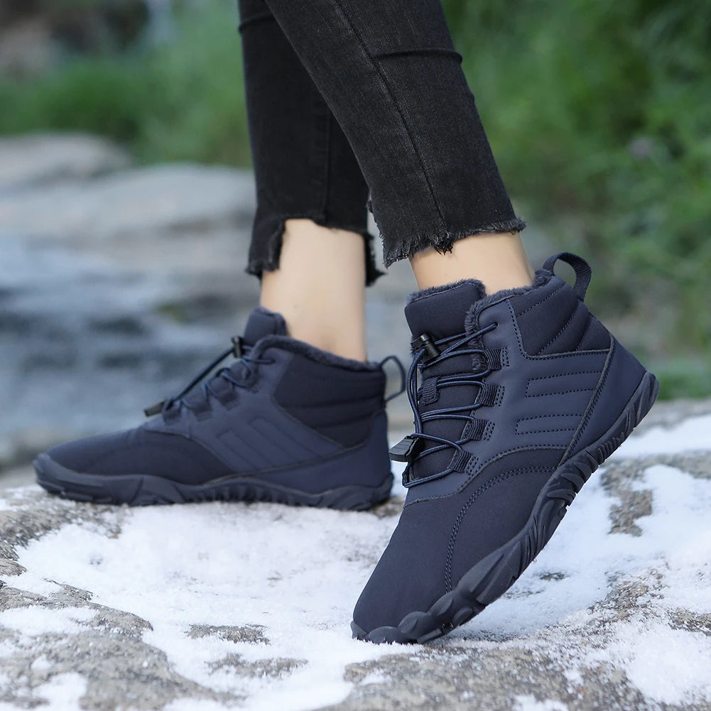 Winter Warm Waterproof Barefoot Running Shoes for Men and Women High Ankle Boots