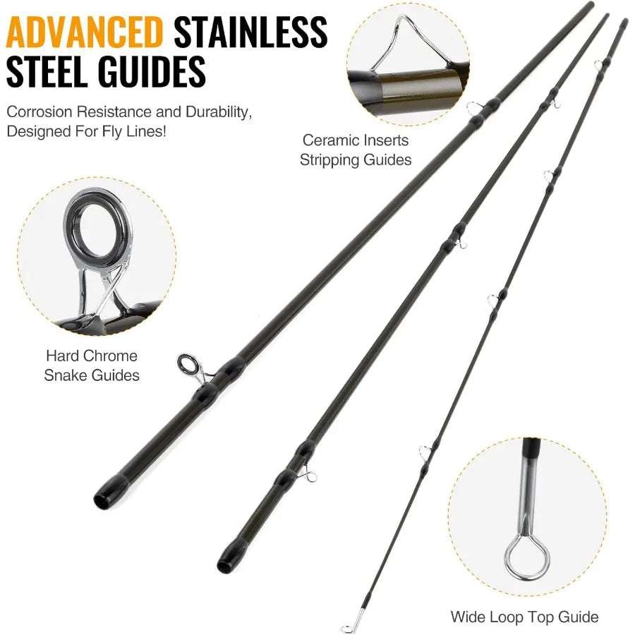 Lightweight Graphite Fly Fishing Rod And Reel Combo Starter Kit