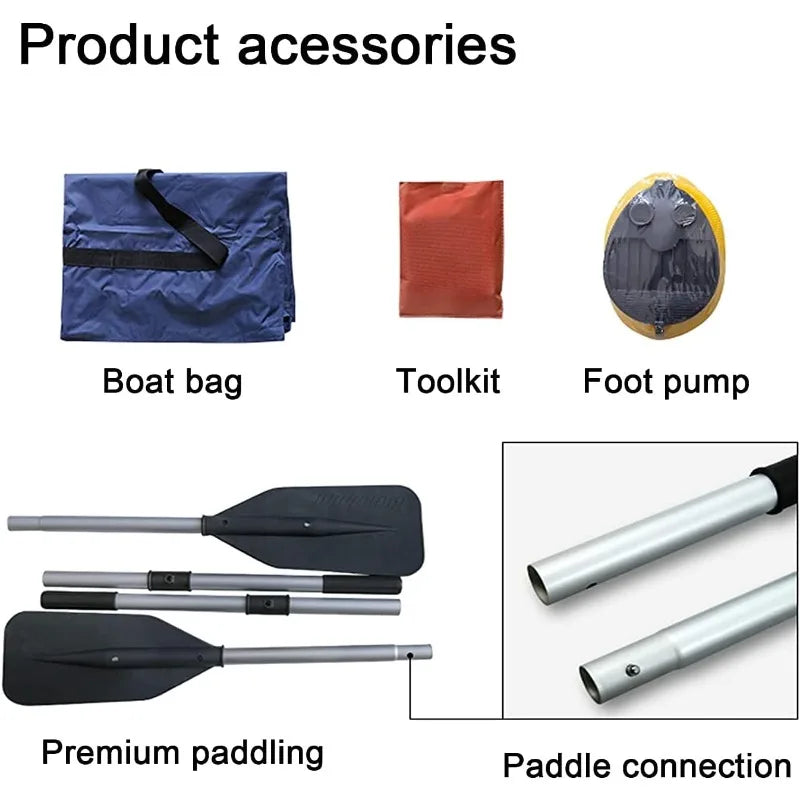 Inflatable Boat 2-3 Person Portable Raft With Aluminum Floor