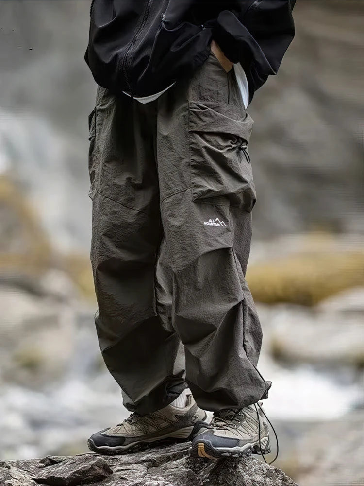 Men Waterproof Baggy Hiking Cargo Pants Outdoor Wide Leg Trousers