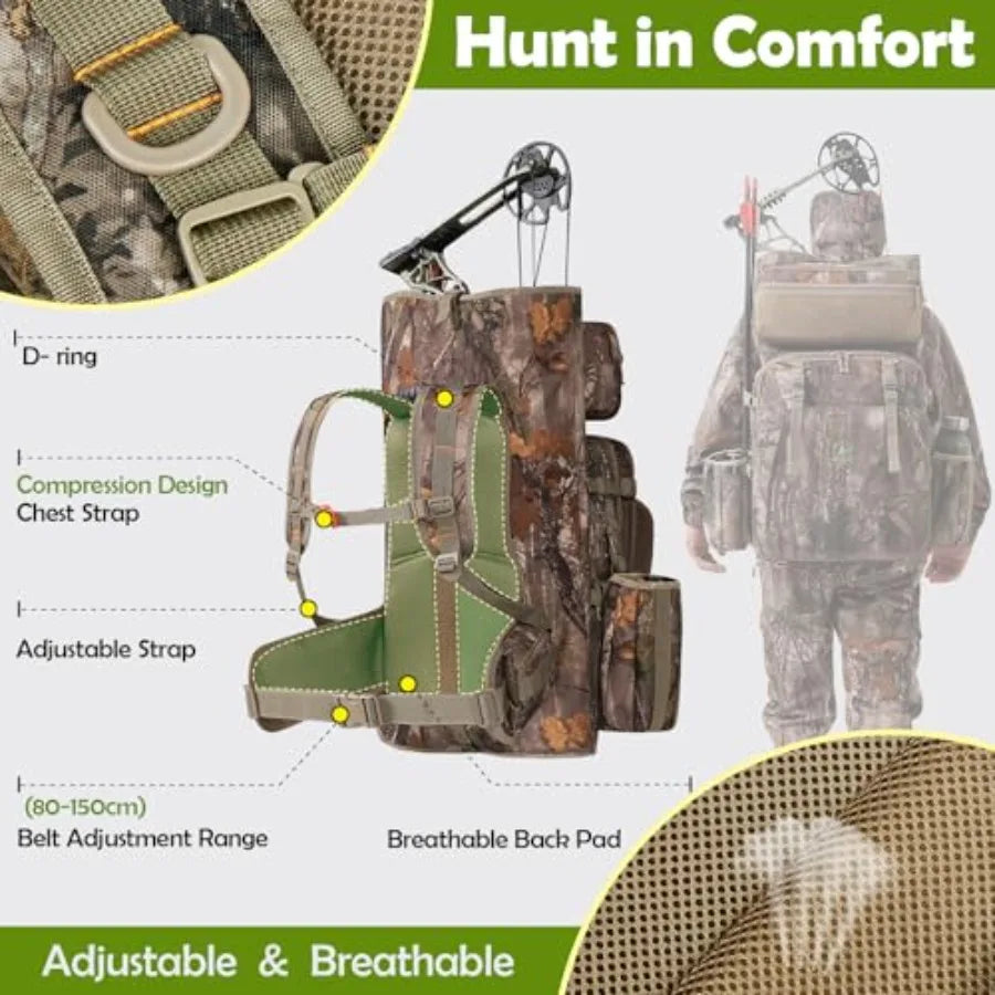 High-Concerned Bow Hunting Backpack 3.0 Saddle Camo With Bow Holder