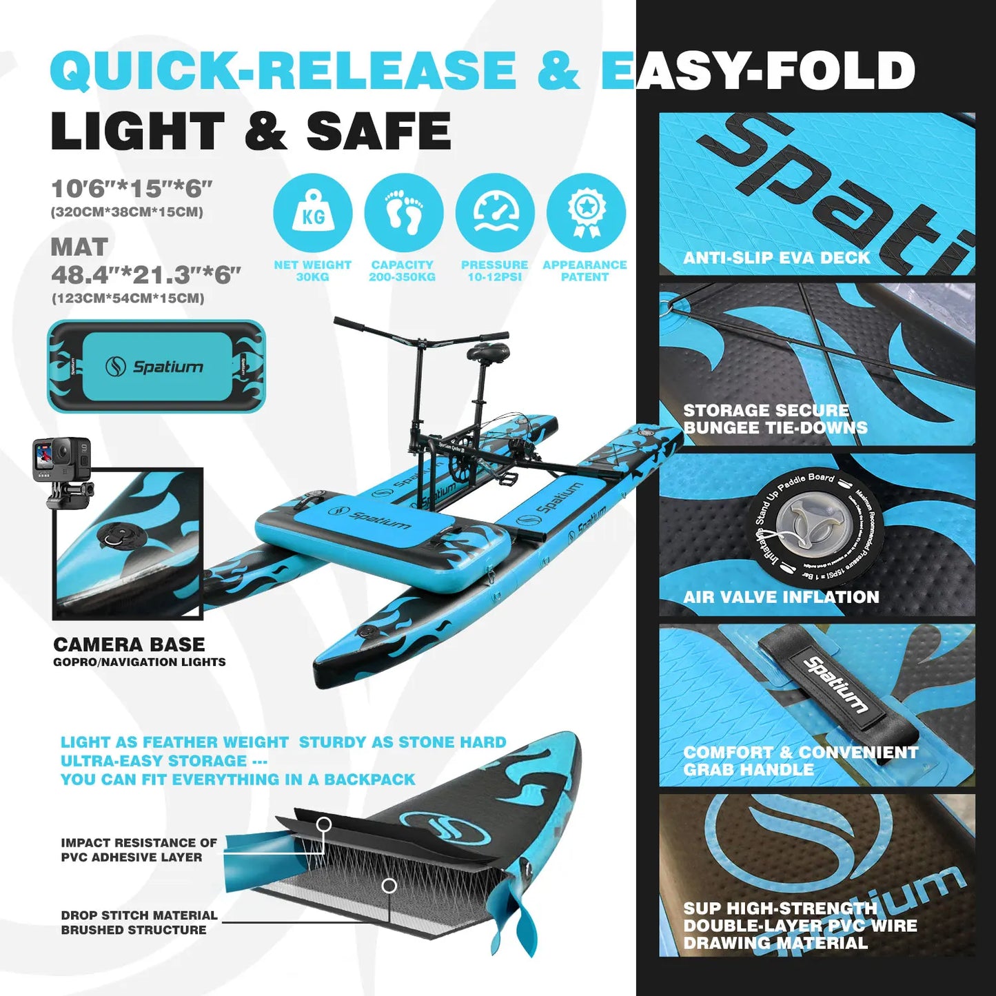 Spatium Water Bike Inflatable Pedal Boat Lake