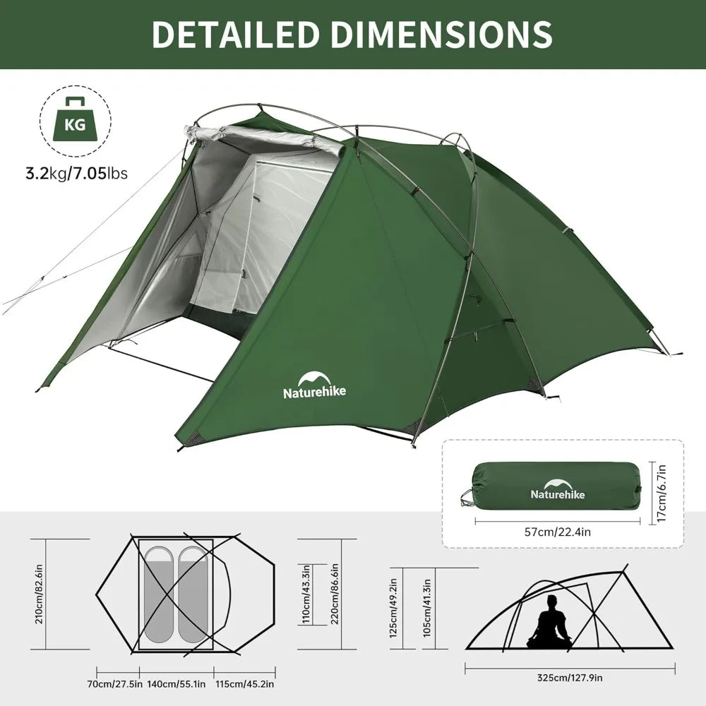 Naturehike Hillock Ultralight Two-Person Camping Tent with Vestibule