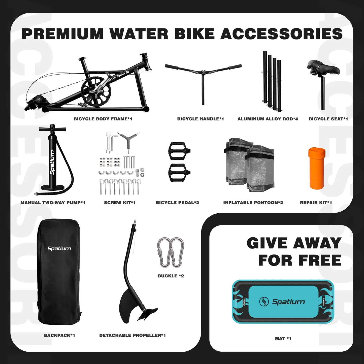 Spatium Water Bike 2.0 Inflatable Pedal Boat For Lake Fishing