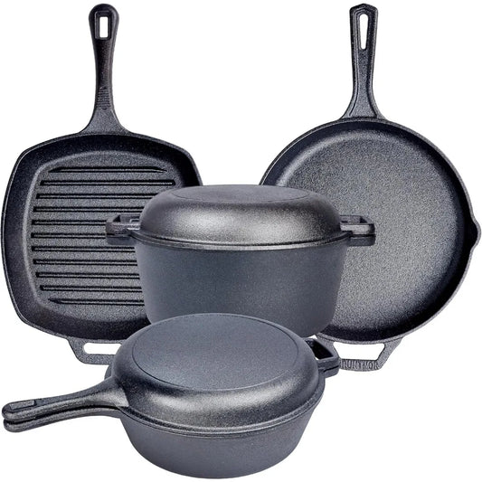 YTYIN Pan Cooking Set Cast Iron Skillet And Baking Pan