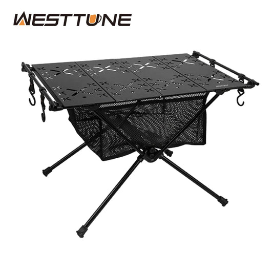 WESTTUNE Folding Camping Table Aluminum Lightweight Portable Table With Storage