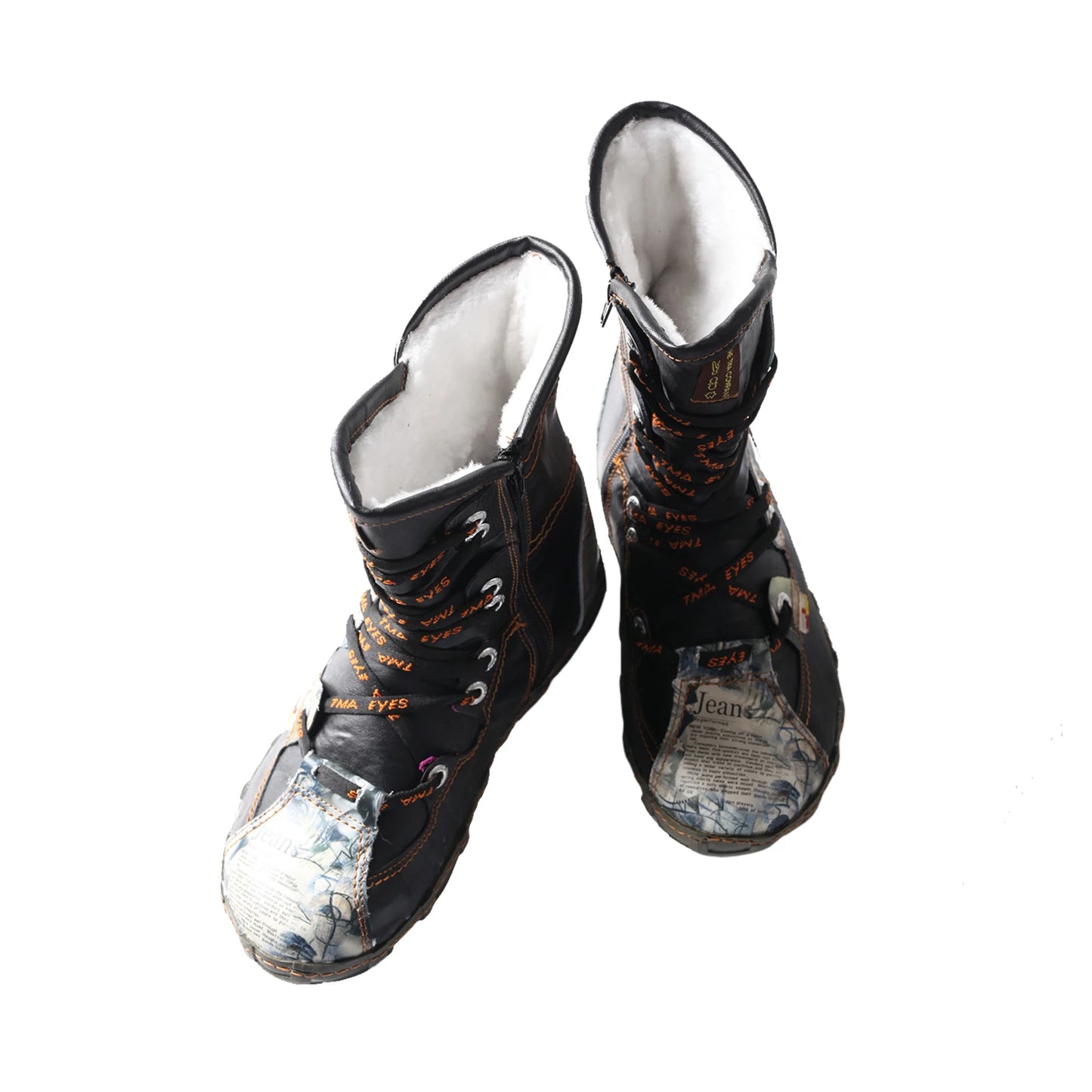 TMA EYES Snake Embossed Leather PU Ankle Boots Women