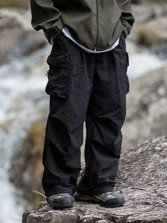 Men Waterproof Baggy Hiking Cargo Pants Outdoor Wide Leg Trousers