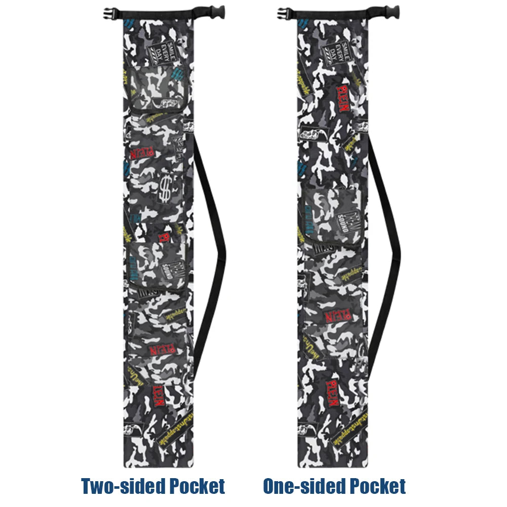 Multi-function Fishing Rod Cover Portable Foldable Thicken Canvas Fishing Rod Holder Oxford Cloth Drawstring Pocket Fishing Gear