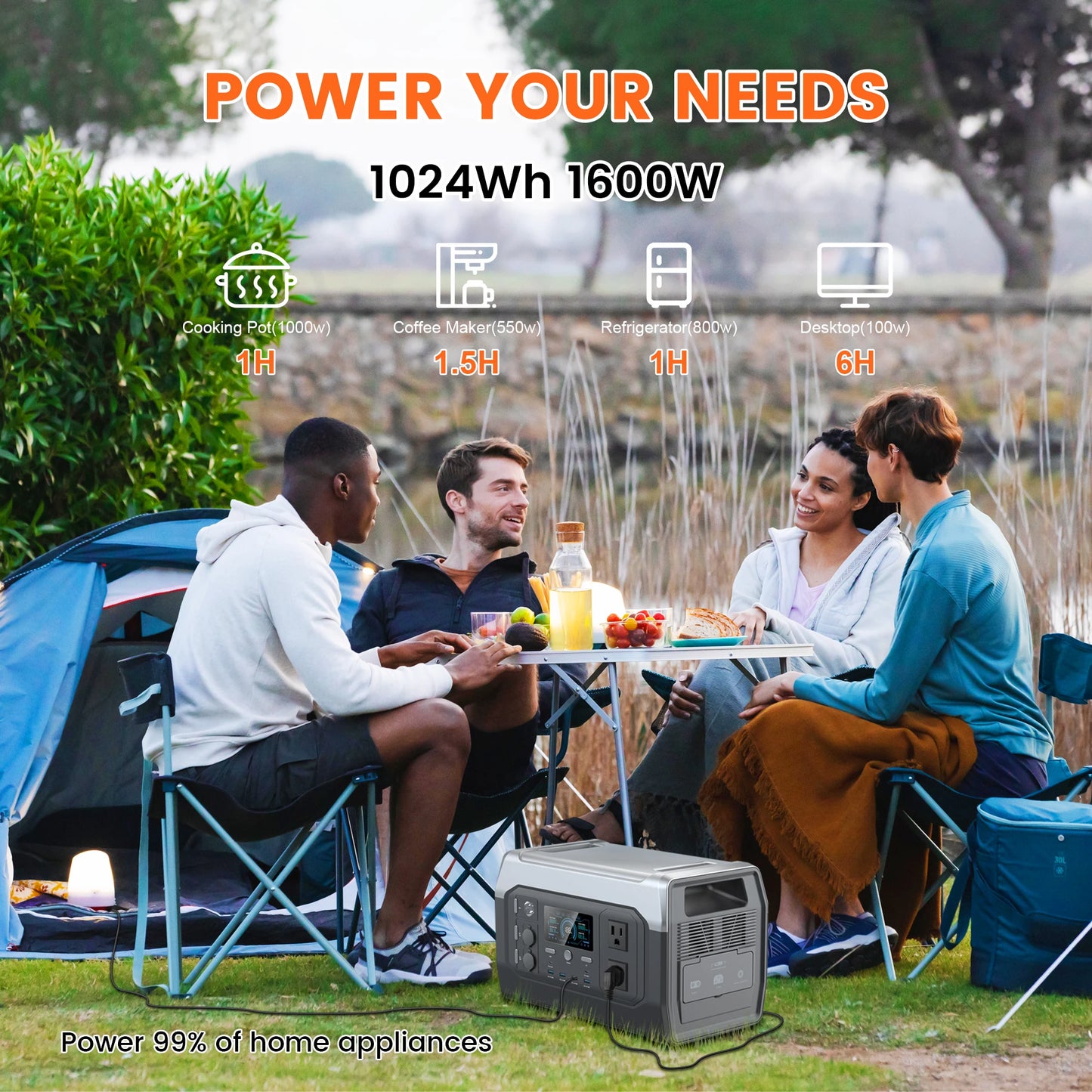 CTOLITY AP200L 1600W Portable LiFePO4 HighCapacity PureSineWave Power Station 1024Wh