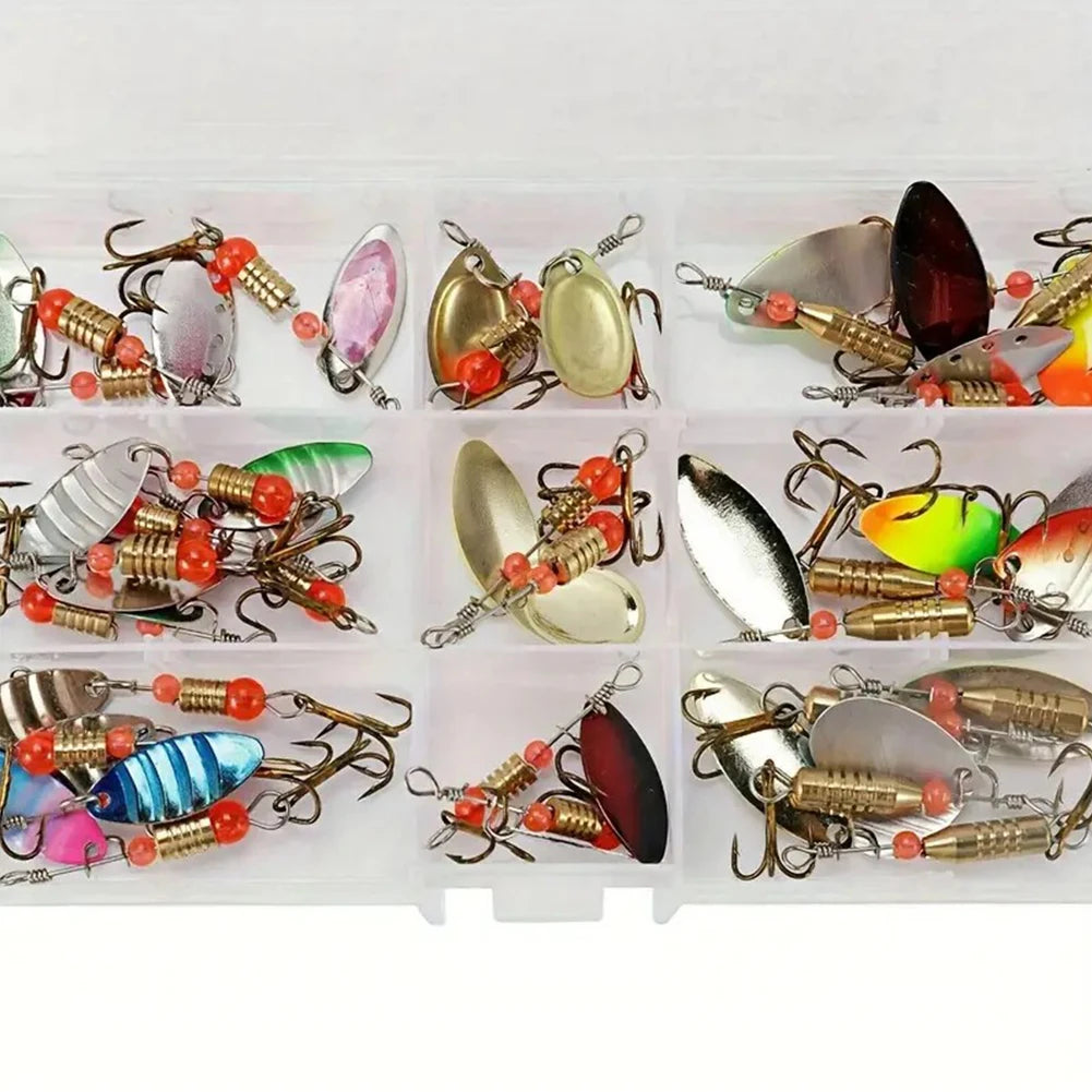 Metal Spoon Spinner Fishing Lures With Treble Hooks For Bass