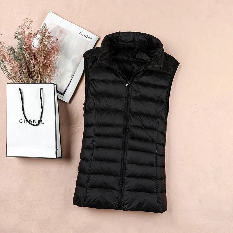 VNFDWJCN Ultra Thin Down Jacket Vest Women Slim Warm Puffer