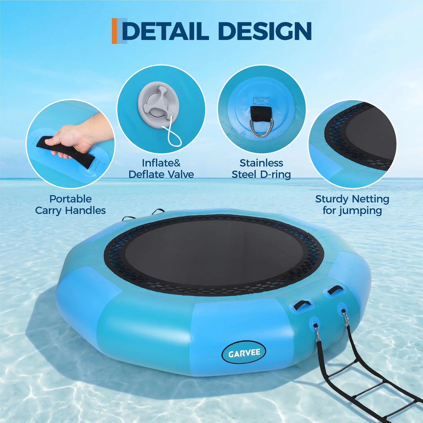 HiMISS Inflatable Water Trampoline Pool Bouncer With Ladder