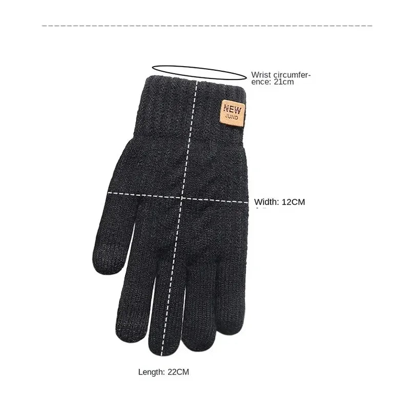 CN Unisex Knit Thermal Full Finger Gloves With Touchscreen Wool