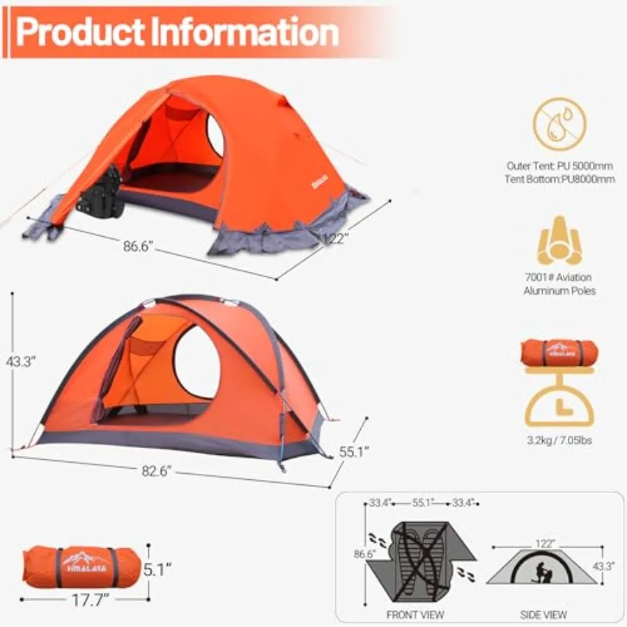 Building 4 Season Winter Tent With Aluminum Poles Waterproof PU8000