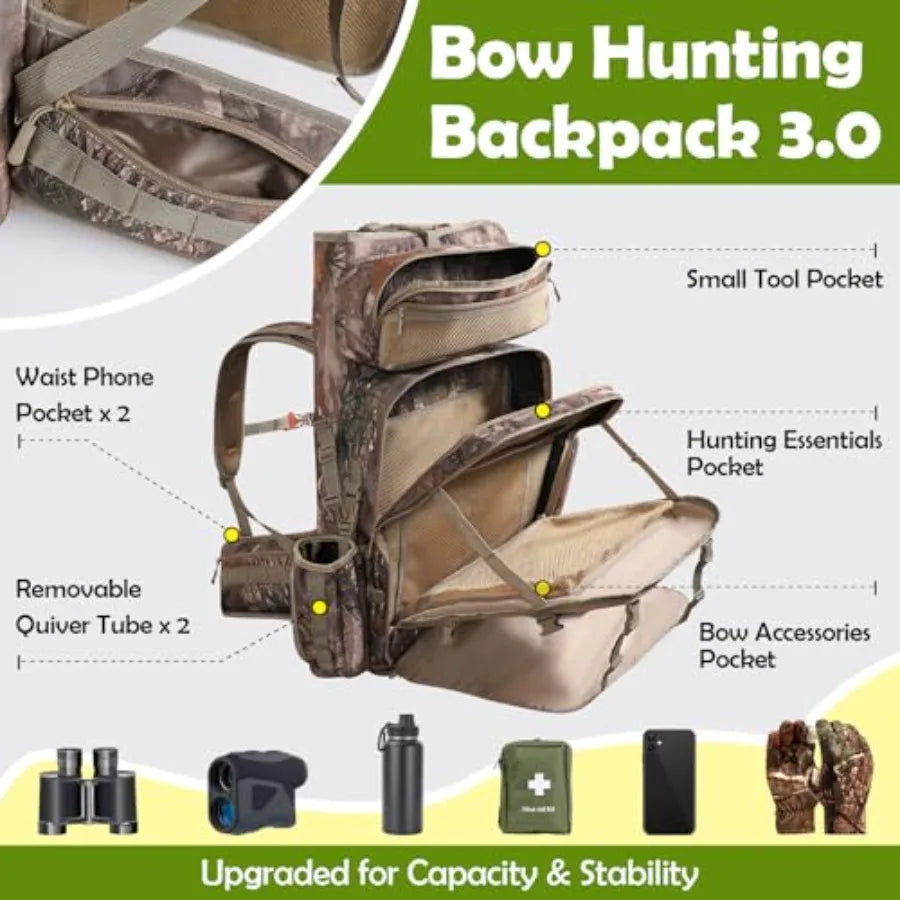 High-Concerned Bow Hunting Backpack 3.0 Saddle Camo With Bow Holder