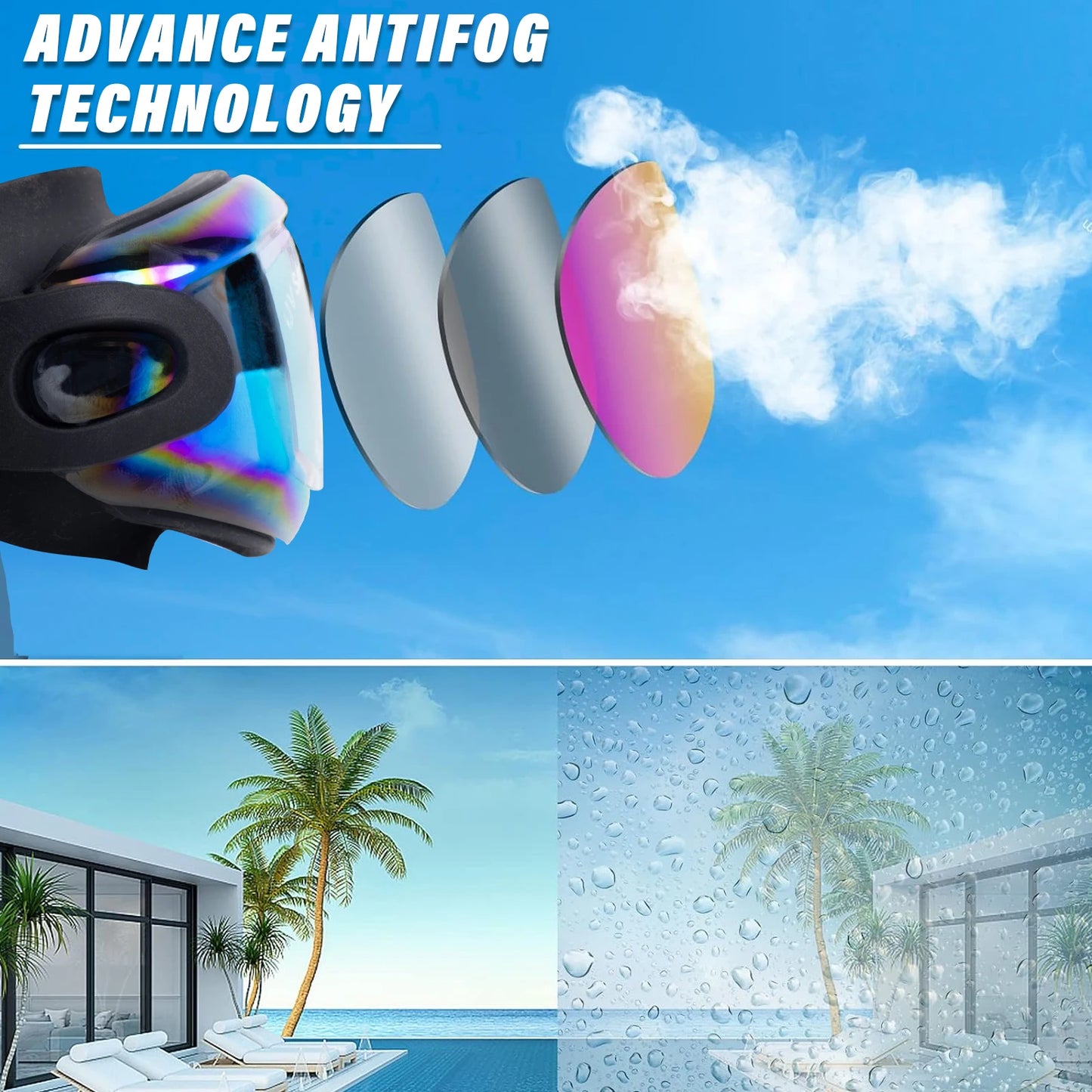 Hign-concerned 4pcs Professional Swimming Goggles Set for Adults with Adjustable Straps Nose Bridge UV Protection