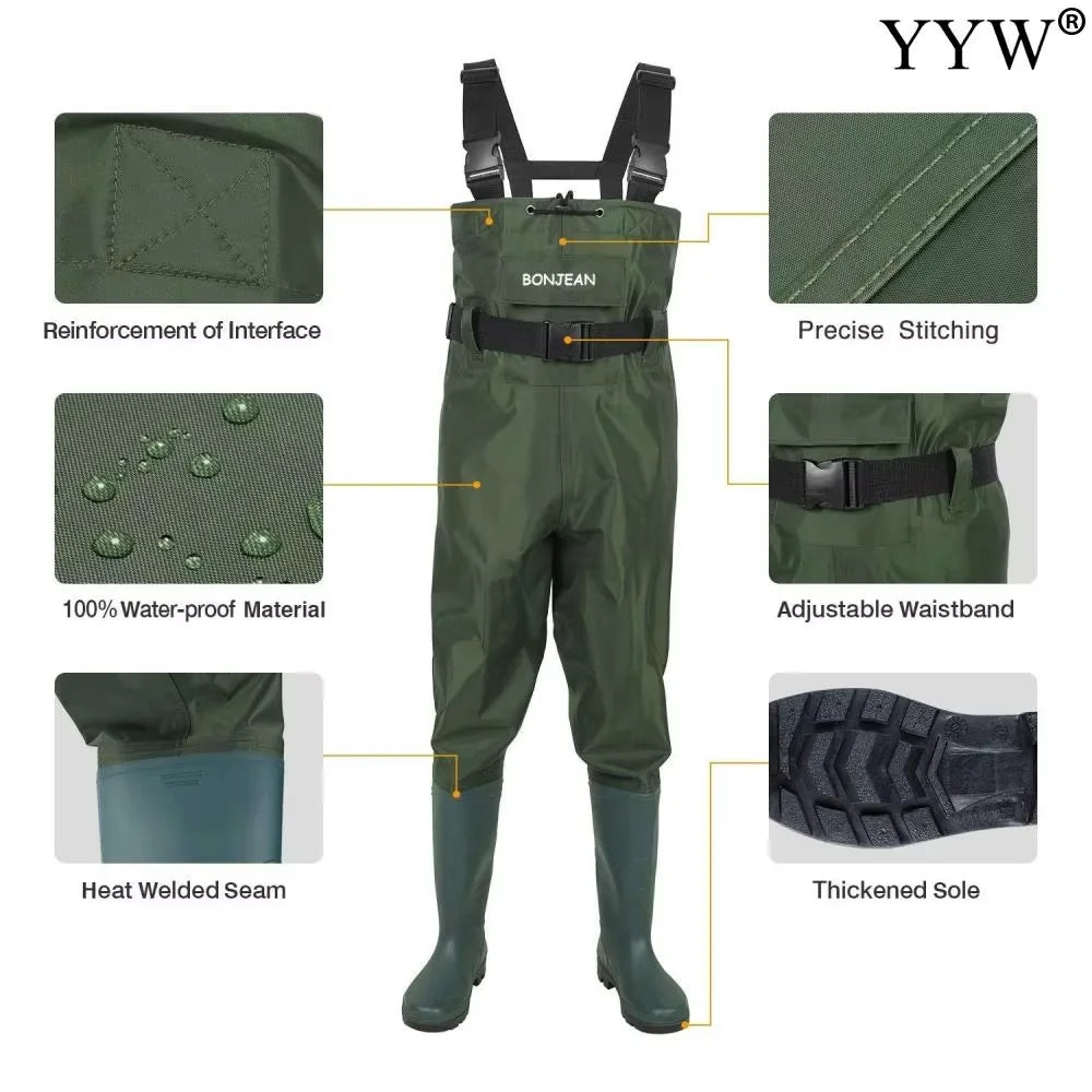 Waterproof Fishing Waders With Boots Breathable Unisex Overalls Kit