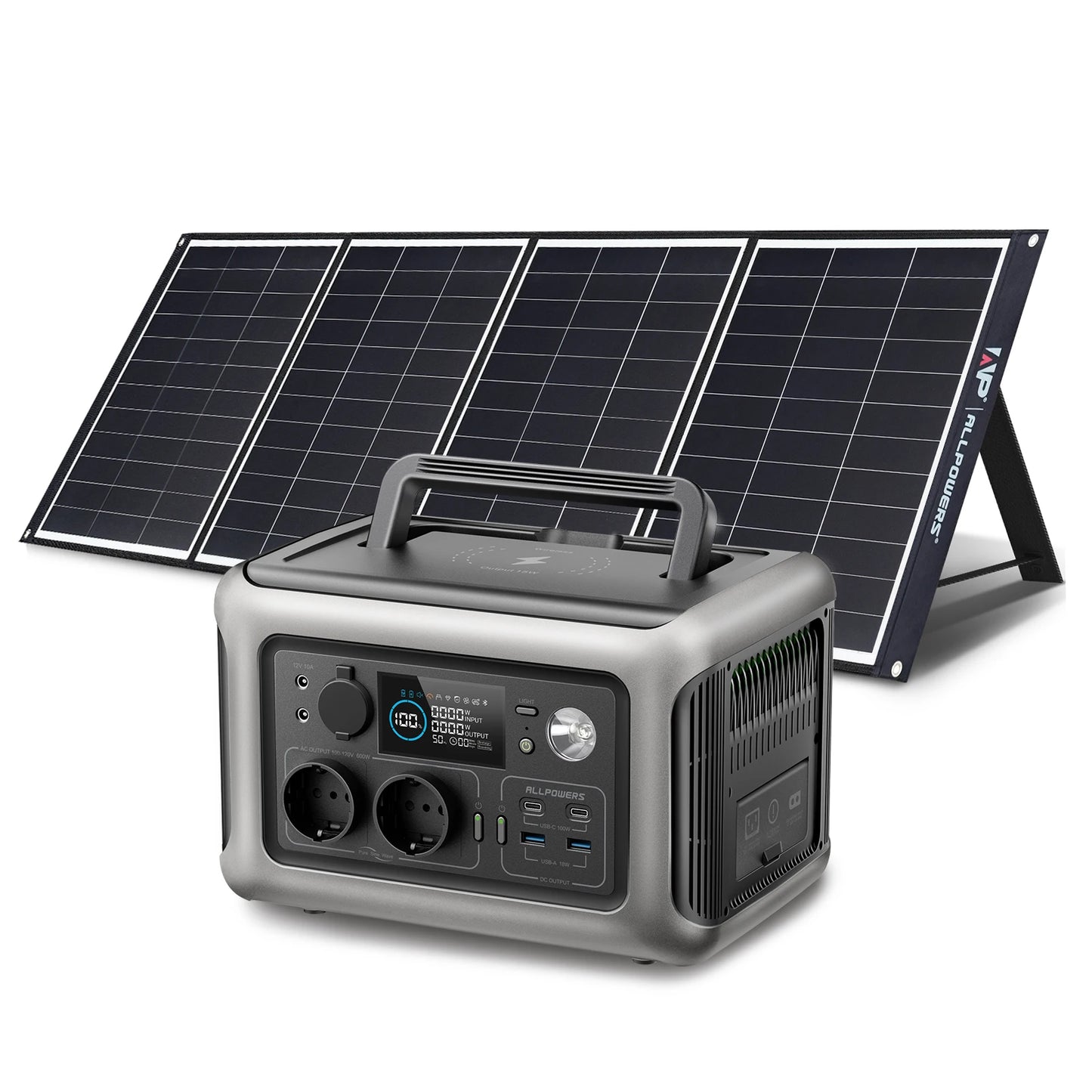 ALLPOWERS R600 Portable Powerstation 299Wh LiFePO4 Battery with Solar Panel