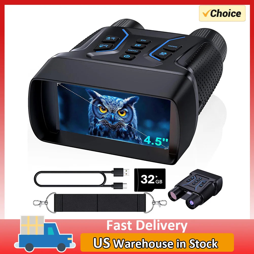 Digital Night Vision Binoculars With Infrared Illuminator Video Recording 8X Zoom Digital 36MP Night Vision Goggles Surveillance