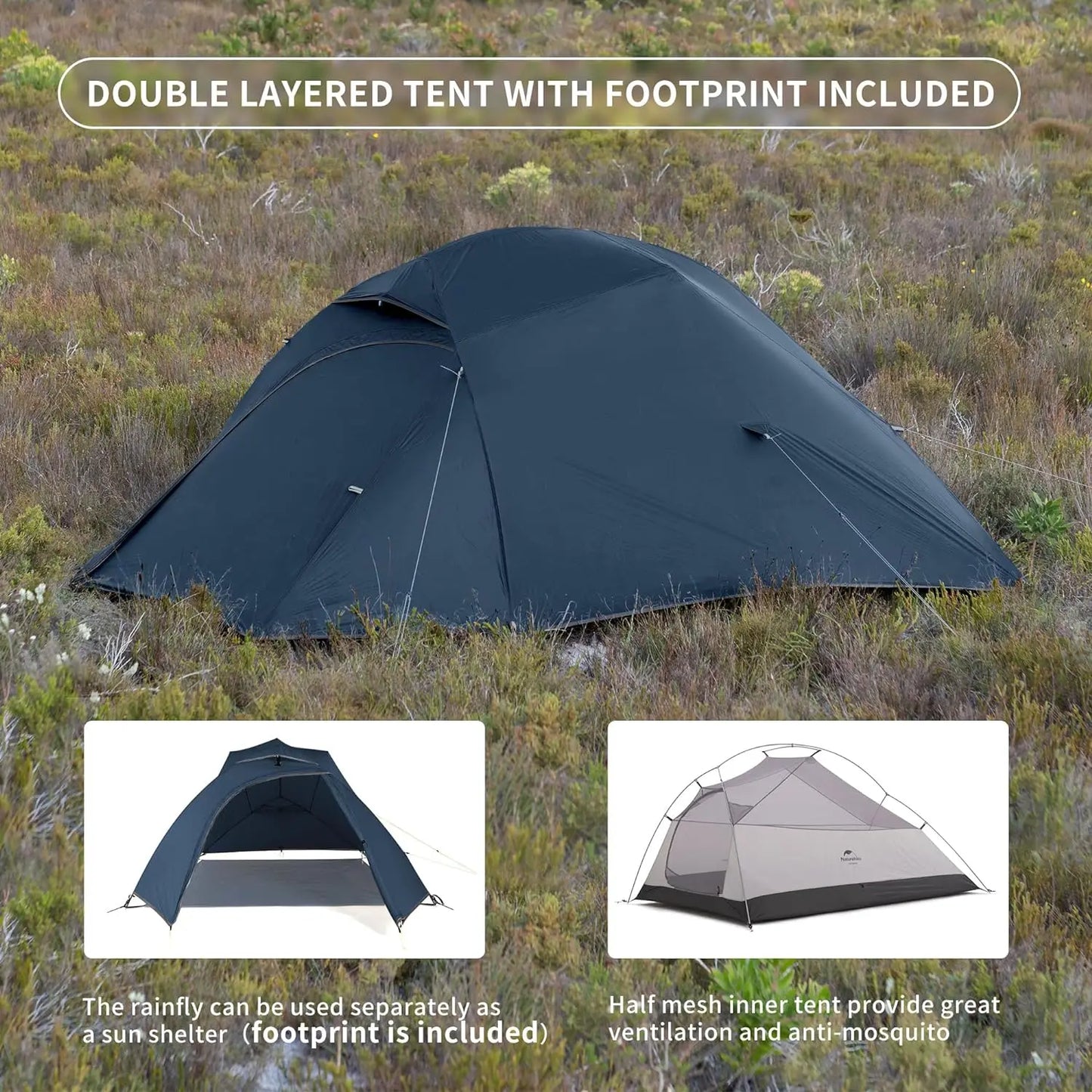 YTYIN Cloud-Up 3 Person Free Standing Tent for 3-Season Backpacking